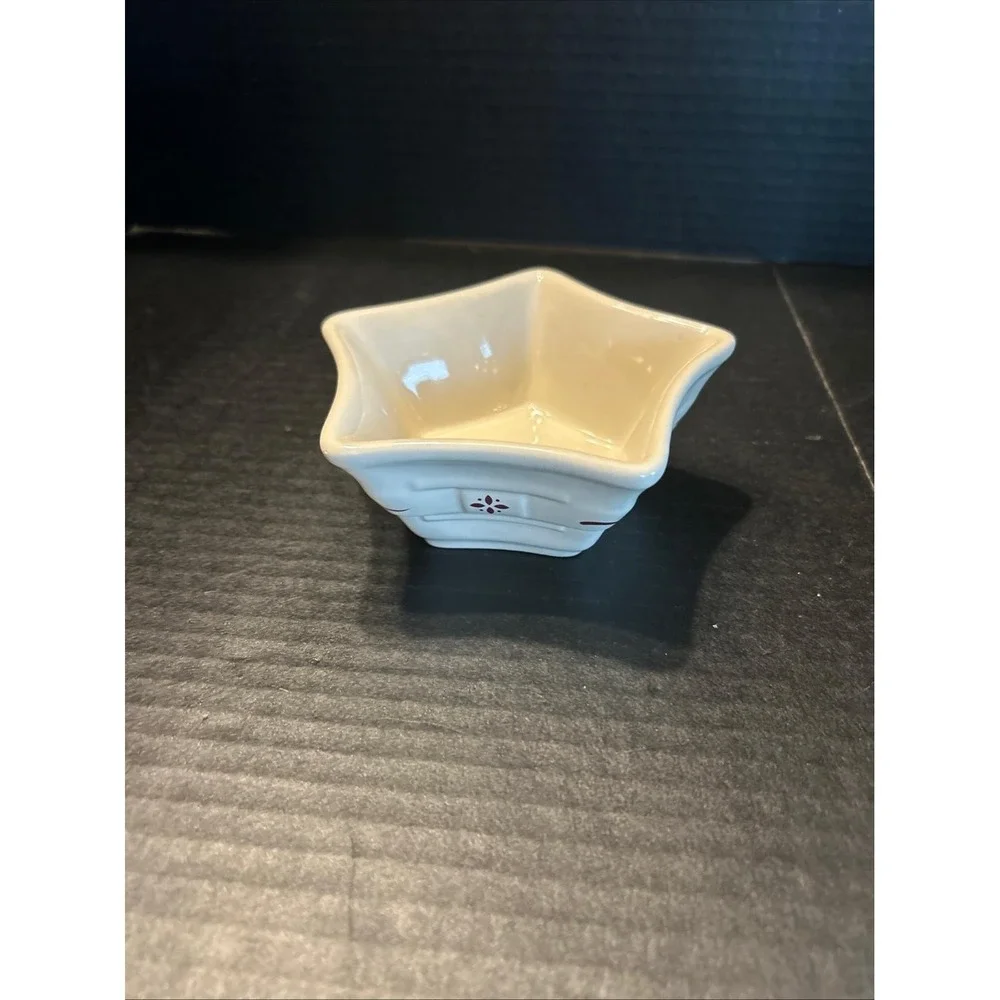 Longaberger Pottery  Traditions Small Holiday Star Dip Bowl Heritage Red